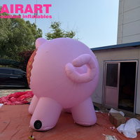 Décoration d'activités, cochon gonflable rose de dessin animé avec logo à des fins publicitaires