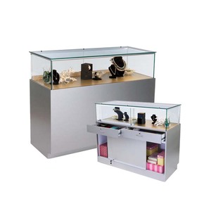 Vetrina <span class=keywords><strong>nera</strong></span> dell'esposizione dei gioielli del pavimento di vetro di legno della gioielleria di lusso al dettaglio con la serratura - Product Image 4