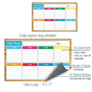 Planificateur hebdomadaire et annuel, calendrier 
   <span class=keywords><strong>Tableau</strong></span> blanc magnétique laminé pour réfrigérateur, <span class=keywords><strong>tableau</strong></span> <span class=keywords><strong>noir</strong></span> magnétique - Product Image 2