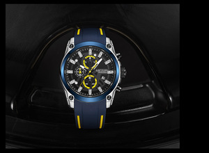 Montre pour homme Montre chronographe multifonctionnelle en silicone Montre sport à quartz Montre pour homme - Product Image 5