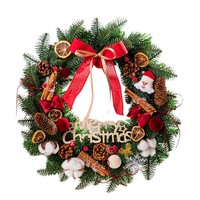 Guirlande de Noël artificielle LINGKAI en PE, 35cm, 50cm, 60cm, avec pommes de pin rondes, pour fenêtre, décoration de fête de Noël