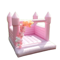 Château gonflable de couleur pastel Maison de rebond pour enfants Location de fête d'anniversaire Maison de rebond blanche avec ballons