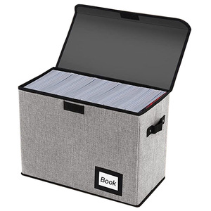 Fabric <b>Folding</b> <b>Storage</b> <b>Box</b> Rectangle Gray And Black Washable Flip Top Book Organizer Large Capacity - Product Image 3