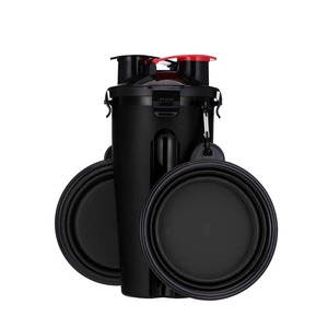 2 In1 da viaggio per esterni portatile in plastica a prova di perdite per cani da compagnia con acqua potabile bottiglia di cibo per cani con fiocco pieghevole - Product Image 1