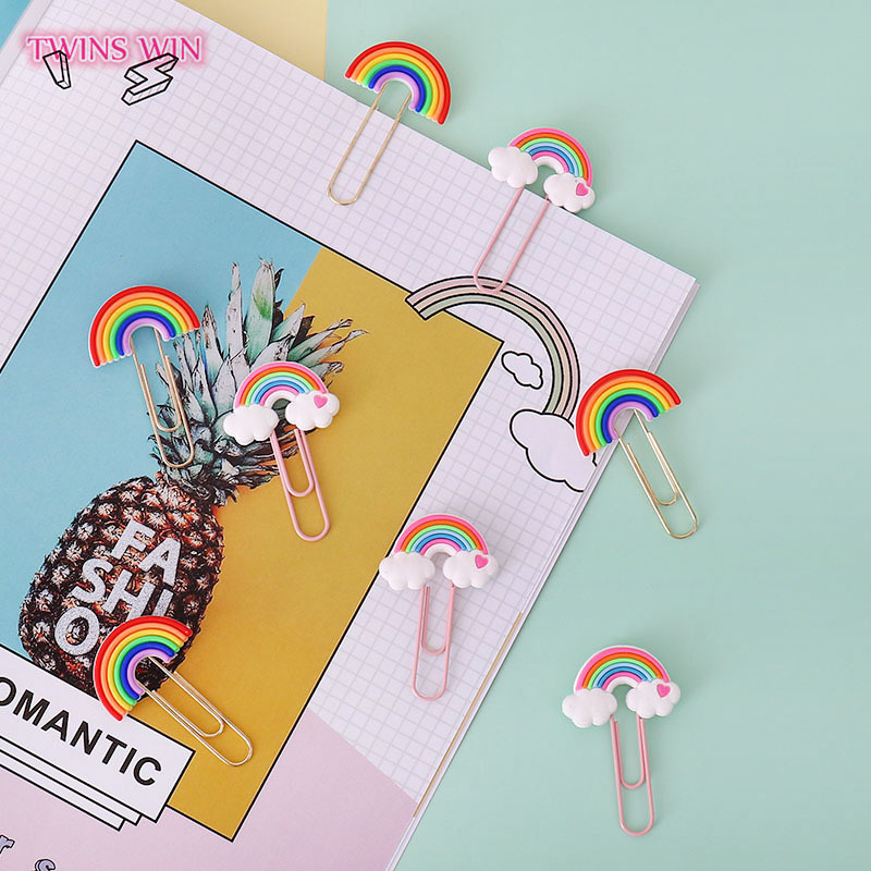 Зажим для бумаги Радужный на заказ, офисные и школьные принадлежности, фотодекоративные канцелярские принадлежности, закладка в подарок 735