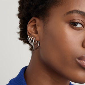 Boucles d'oreilles créoles classiques et tendance, grandes, en laiton plaqué rhodium/or, avec diamants pavés, zircon et perle géométriques, pour fêtes et occasions religieuses - Product Image 1