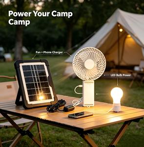 Nouveau design, ventilateur solaire rechargeable à piles, portable pour voiture, avec USB et lumière, remplacement et retour de produit possibles. - Product Image 4