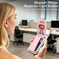 Porte-cartes de téléphone en cuir tendance avec miroir