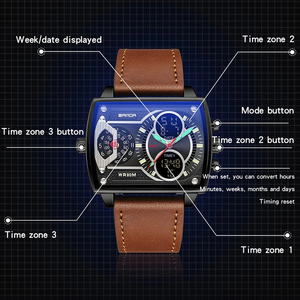 Reloj de Pulsera <span class=keywords><strong>Sanda</strong></span> Nuevo Modelo 2022 de Lujo para Hombre, Casual y Deportivo, con Esfera Grande, Digital, Cuadrado y Resistente al Agua - Product Image 3