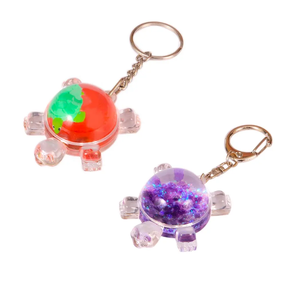 Schildpad Vorm Water Cuckold Sleutelhanger Vloeibare Acryl Glitter Sleutelhanger Spangle Water Sleutelhanger Hologram Voor Meisjes Leuke Cadeaus