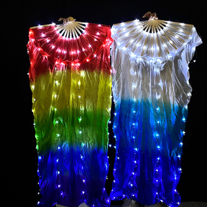 Ventagli in Seta <span class=keywords><strong>LED</strong></span> Lunghi, Ventaglio per Danza del Ventre, Ventaglio Luminoso <span class=keywords><strong>LED</strong></span> per Donne e Ragazze, Accessori per Feste in Discoteca, Carnevale e Spettacoli - Product Image 5