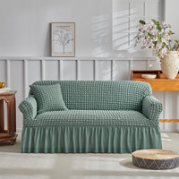 Großhandel Seersucker Sofabezug mit Volant, Strukturierter Stretch-Antirutsch-Couchüberzug für Wohnzimmer-Dekoration