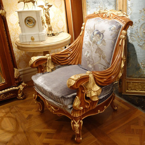 Sculpture à la main en bois de luxe de meubles de salon chaise longue fauteuil - Product Image 2