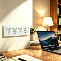Prise murale électrique UBARO série M, 4 prises EU 16A 250V avec 6 ports USB, panneau en verre trempé blanc, 295 mm
