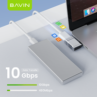 BAVIN grosir OTG69 120W 10Gbps USB 3.1 paduan Aluminium Adapter Converter Usb Female ke Tipe c kabel Male Otg