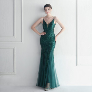 19865 #   Abito <span class=keywords><strong>da</strong></span> Sera Lungo con Paillettes e Spalline Sottili, Sexy ed Elegante per Cerimonie e Celebrità - Product Image 4