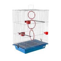 Cage à oiseaux multicolores avec accessoires, construction en fil de fer, plateau à déchets amovible