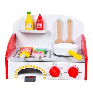 COMMIKI имитация дома игрушки для приготовления пищи кухонный набор для детей ролевая игра 2 в 1 игрушка для приготовления барбекю деревянный кухонный стол