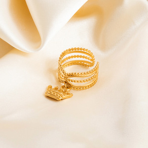 Anillo colgante de acero inoxidable con diseño de estrella de mar y sol de la serie Ocean para mujer, en forma de U, regalo de joyería. - Product Image 4