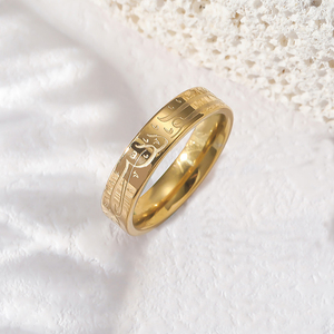 Titanio nero placcato oro lusso moda nocche promessa anelli per le donne coppie in acciaio inox matrimonio grande anello <span class=keywords><strong>di</strong></span> fidanzamento - Product Image 3