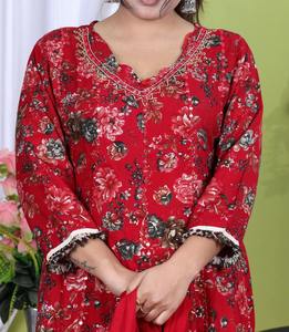 Nuevo Traje Sharara Étnico de Rayón, Superventas, con Detalle de Cuello Hecho a Mano, Pantalón y Dupatta para Fiesta, Materiales Reciclados, para Todas las Temporadas - Product Image 6