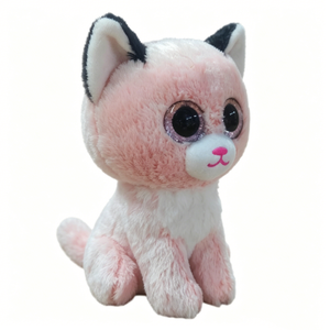 Peluche de gatito rosa personalizado, adorable peluche de gatito con ojos grandes de brillantina, gatito de peluche grande con ojos de brillantina rosa sentado. - Product Image 4