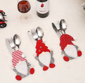 Porta Utensilios Navideños con Diseño de Gnomo, Bolsas para Cubiertos con Diseño de Tomte Sueco para Decoración de Mesa Navideña, Decoración para Vajilla Navideña al por Mayor - Product Image 1