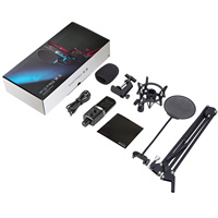 Kit de microphone à condensateur USB professionnel pour studio avec bras articulé, suspension antichoc, réduction du bruit, éclairage RGB, cardioïde, pour le gaming