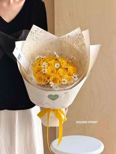 Papier d'emballage floral avec pétales réels pressés, emballage de bouquet de fleurs, emballage cadeau romantique, fournitures en gros - Product Image 4
