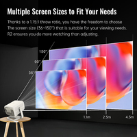 Proyector portátil R2 Pro 1080P WiFi 6 para Bluetooth 5,0 con corrección trapezoidal Pantalla de 150"