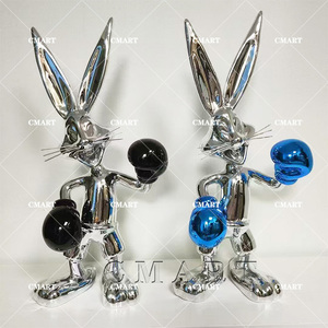 Escultura de Conejo Boxeador Brillante de Lujo en Oferta, con Acabado de Espejo y Galvanoplastia, de Resina, Personalizable en Color y Tamaño - Product Image 4