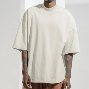 Más tamaño 100% algodón peso pesado personalizado impreso Logo patrón grueso hombres camiseta - Product Image 3