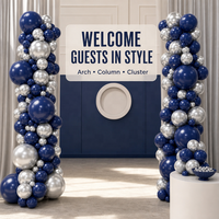 Décorations pour fête d'anniversaire, baby shower, événement de remise de diplôme, ballons en latex bleu marine et argent chromé, kit d'arche de guirlande