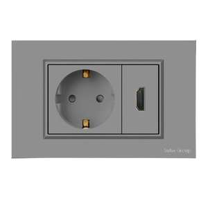 1 Gang 1/2 Way + EU German Standard Wall Switch <b>Socket</b> <b>USB</b> Type-C Universal White Fluorescent High <b>Power</b> <b>Socket</b> PC Panel - Product Image 1