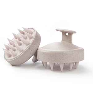 Masseur de cuir chevelu en silicone souple personnalisé, brosse à shampooing pour cuir chevelu en paille de blé biodégradable, brosse de massage du cuir chevelu portable - Product Image 1