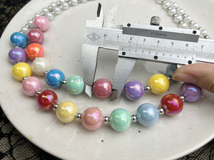 Nueva Venta caliente bebé niñas AB colorido macarrón <span class=keywords><strong>Bubblegum</strong></span> cuentas collar 16mm grueso cuentas joyería para fiesta regalo al por mayor - Product Image 3