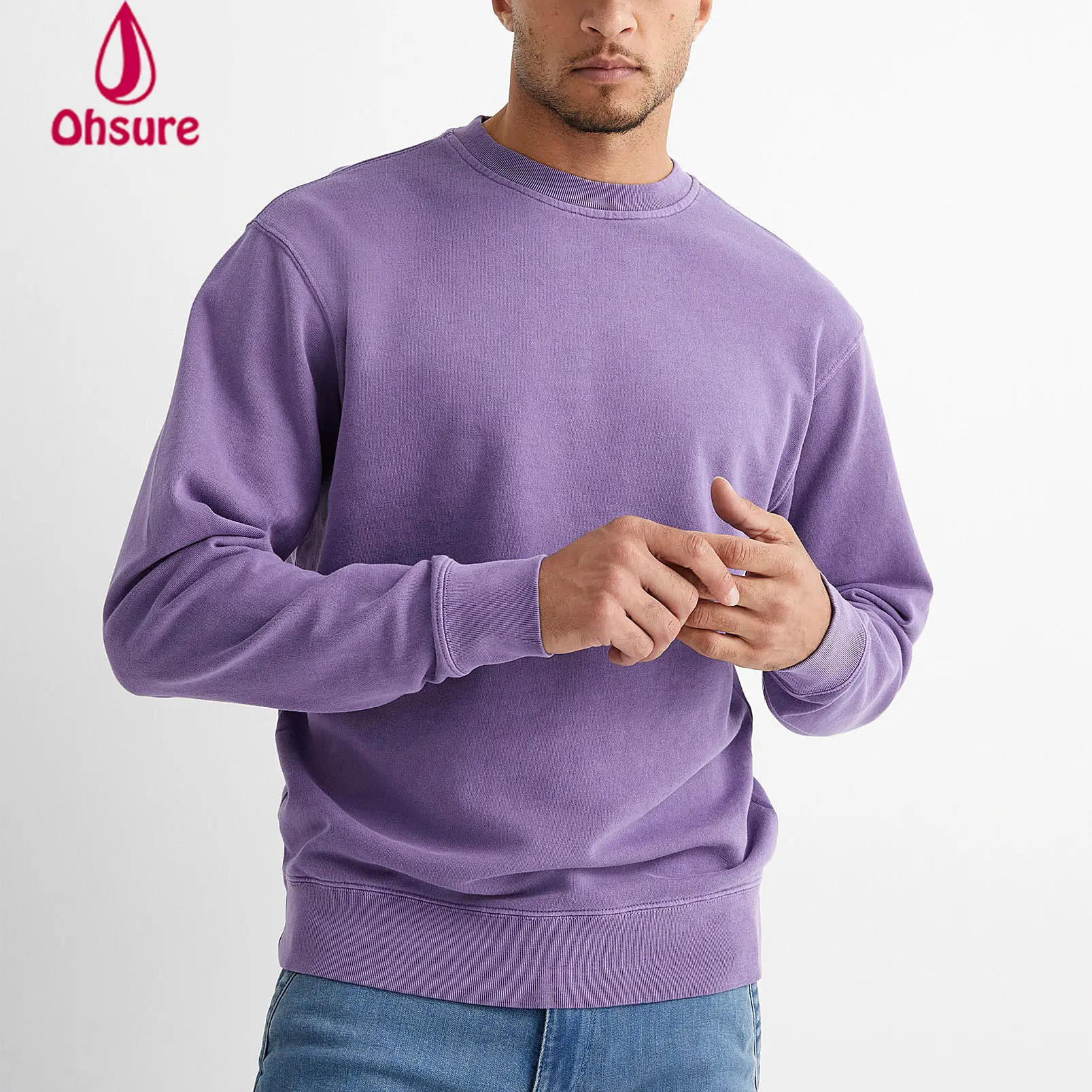 2022 Man Sweatshirt Fleece Inside Pullover 100% Cotton Heavy Weight Crew neck Jumper Men Sweatshirt