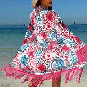 Vendita calda Sexy da donna costume da bagno a tre pezzi con stampa lunga Bikini brasiliano a righe con motivo animale stile da spiaggia - Product Image 2