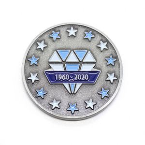 Pièces commémoratives personnalisées en métal, fer, alliage de zinc, plaqué or antique, argent, émail souple, diamant, pièce souvenir - Product Image 1