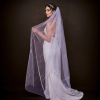 LUOXIN Mariage Bling Coloré Strass Couche Unique Femmes Accessoires de Mariée Paillettes Doux Voile de Mariée