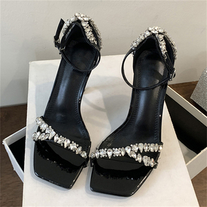 Sandalias de Tacón Alto con Cristales, Sencillas, para Mujer, Verano 2025, Fabricantes Asiáticos, Sandalias de Tacón de Aguja Casuales para Mujer - Product Image 3