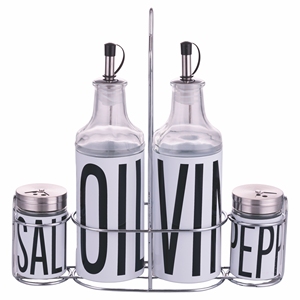 Ensemble de vaisselle en verre BIG IS MORE, 4 pièces, blanc + support - Product Image 1