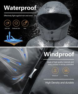 Jaket Musim Dingin Anak Laki-laki Anti Air Berlapis Fleece, Mantel Katun Tebal Berkerudung untuk Aktivitas Luar Ruangan - Product Image 5