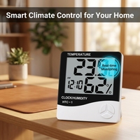 Thermomètre numérique d'ambiance, hygromètre et horloge