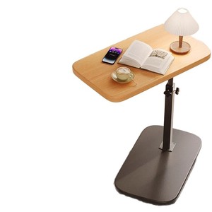 Adjustable <b>Side</b> <b>Table</b> Wood Top Metal Base Movable Living Room Furniture - Product Image 5