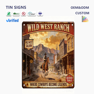 ป้ายโลหะวินเทจลายคาวบอยตะวันตก ตกแต่งผนังสไตล์เรโทร สำหรับบาร์ บ้าน คาเฟ่ - Product Image 1