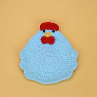 Nouveau dessous de plat en laine crocheté à la main, isolant thermique, motif poussin de dessin animé créatif, forme irrégulière, pour l'exportation