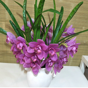 Meilleure Vente <span class=keywords><strong>Rosan</strong></span> Q412 Branche de fleurs de Cymbidium artificielles en PU, toucher soyeux, style moderne, légères, imperméables, personnalisables - Product Image 5