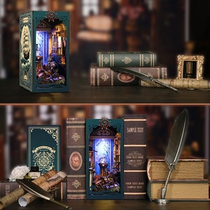 Maison de poupée créative et coin lecture <span class=keywords><strong>pour</strong></span> adultes, un projet de maison miniature à construire soi-même et un puzzle 3D avec des jouets en bois <span class=keywords><strong>pour</strong></span> les avancés - Product Image 3