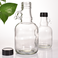 Bouteille en verre de style gallon de 8 OZ et 16 OZ, vide, mini-bouteille pour sucre, sirop contre la toux, sirop d'érable, liqueur, 250 ml et 500 ml avec poignée